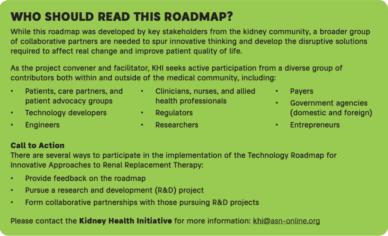 Kidney Health Initiative's Renal Replacement Therapy technology roadmap