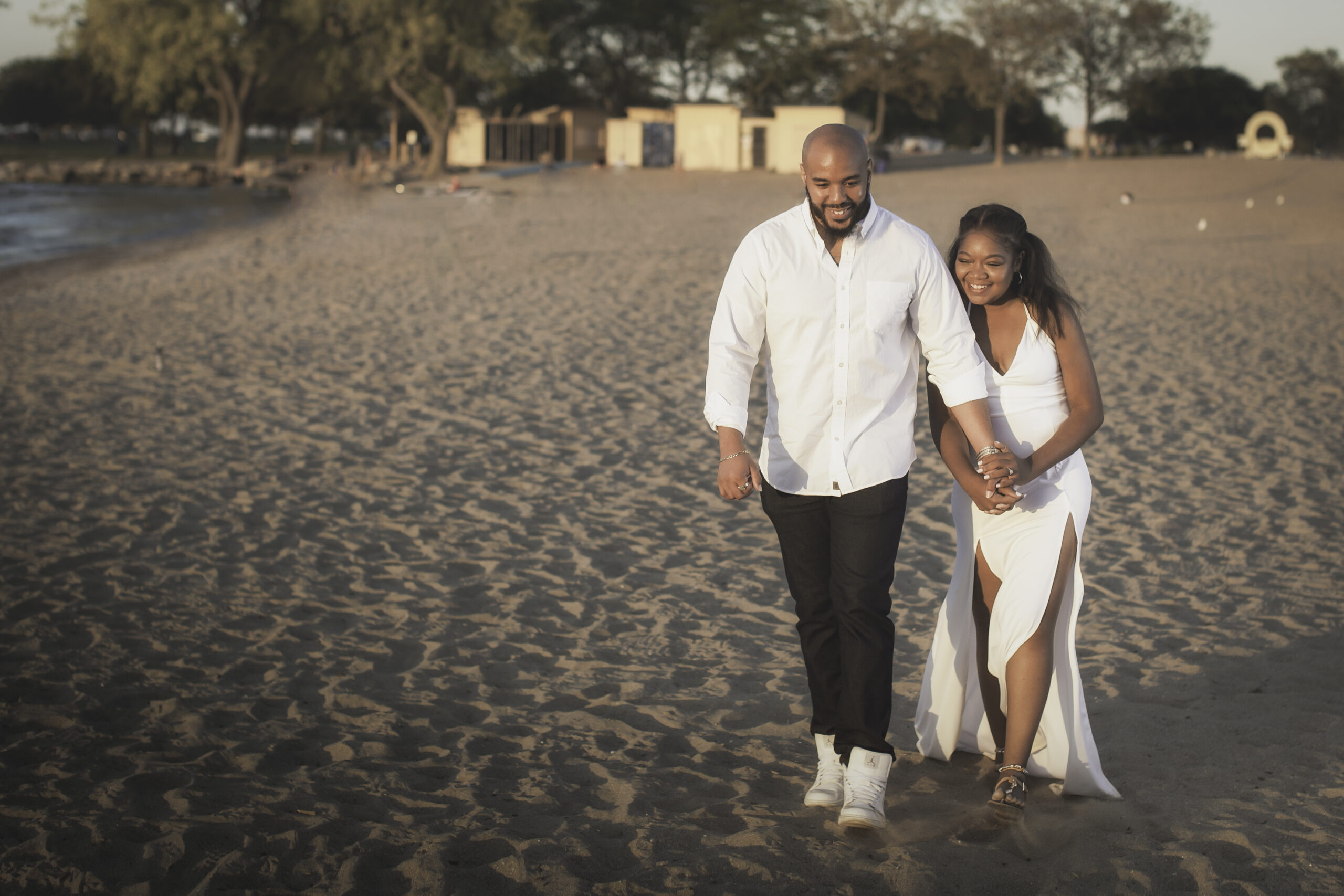 couple walking on beach