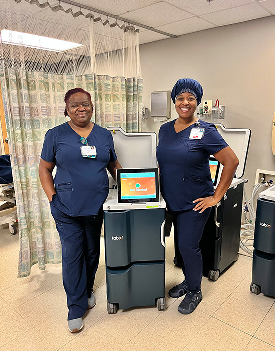 a man and a woman in a hospital room